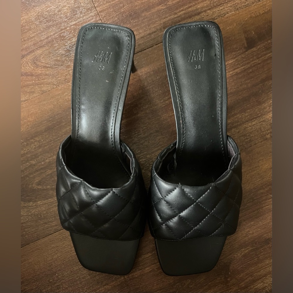 H&M Black Quilted Mule Heels